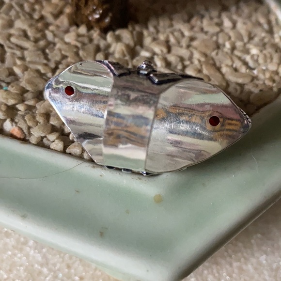 Vintage 925 gold stone & ruby ring - Picture 3 of 8